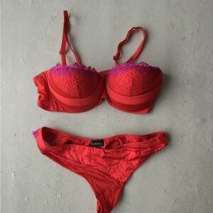 La Perla Red and Purple Lingerie Set